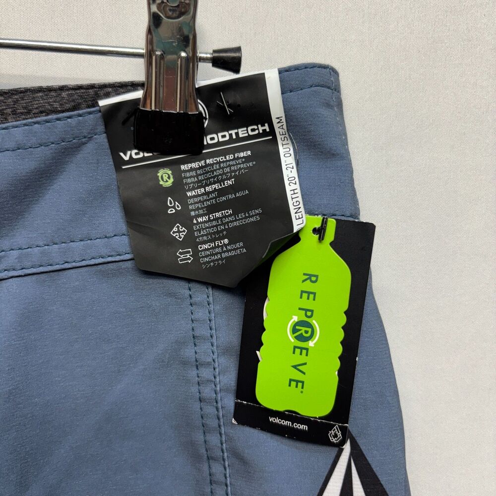 NWT Volcom Mod Tech Men Swim Shorts Trunks Size 32 Blue D114 -10 - Picture 14 of 16